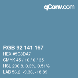 颜色代码: RGB 92 141 167 | qconv.com