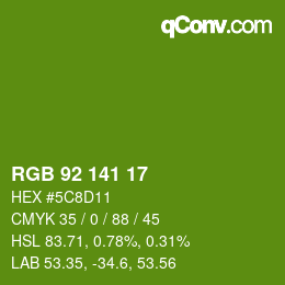 Color code: RGB 92 141 17 | qconv.com