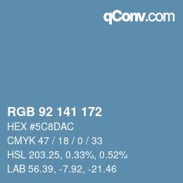 カラーコード: RGB 92 141 172 | qconv.com