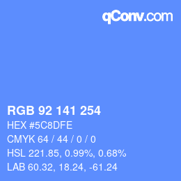 カラーコード: RGB 92 141 254 | qconv.com
