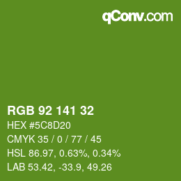 Color code: RGB 92 141 32 | qconv.com