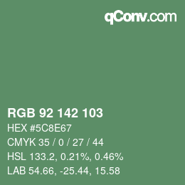 カラーコード: RGB 92 142 103 | qconv.com