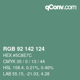 カラーコード: RGB 92 142 124 | qconv.com