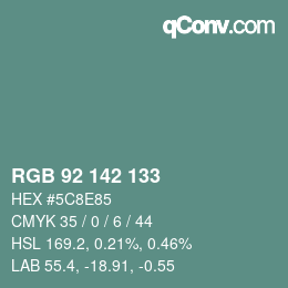 Color code: RGB 92 142 133 | qconv.com