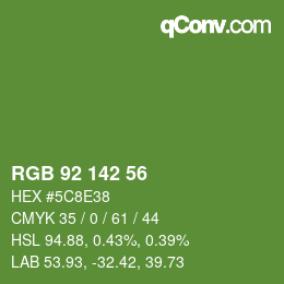 Color code: RGB 92 142 56 | qconv.com