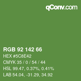 Color code: RGB 92 142 66 | qconv.com