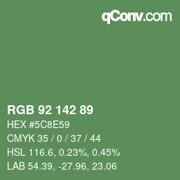 カラーコード: RGB 92 142 89 | qconv.com