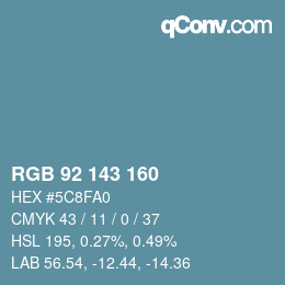 颜色代码: RGB 92 143 160 | qconv.com