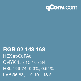 颜色代码: RGB 92 143 168 | qconv.com