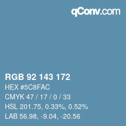 Color code: RGB 92 143 172 | qconv.com