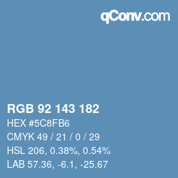 颜色代码: RGB 92 143 182 | qconv.com