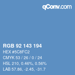 颜色代码: RGB 92 143 194 | qconv.com