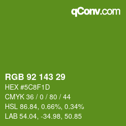 Color code: RGB 92 143 29 | qconv.com
