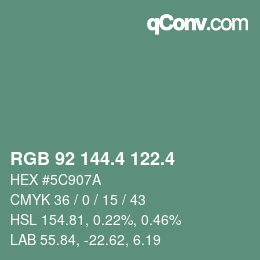 カラーコード: RGB 92 144.4 122.4 | qconv.com