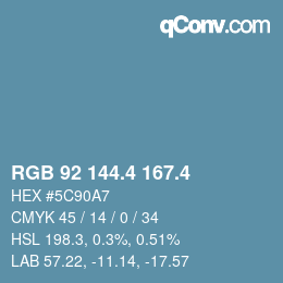 カラーコード: RGB 92 144.4 167.4 | qconv.com