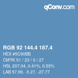 カラーコード: RGB 92 144.4 187.4 | qconv.com