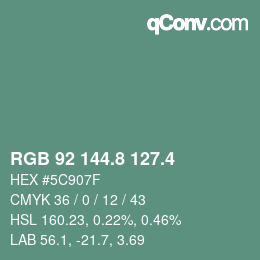 カラーコード: RGB 92 144.8 127.4 | qconv.com