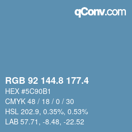 カラーコード: RGB 92 144.8 177.4 | qconv.com