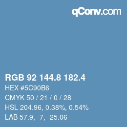 カラーコード: RGB 92 144.8 182.4 | qconv.com