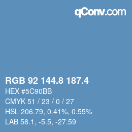 カラーコード: RGB 92 144.8 187.4 | qconv.com