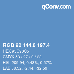 カラーコード: RGB 92 144.8 197.4 | qconv.com