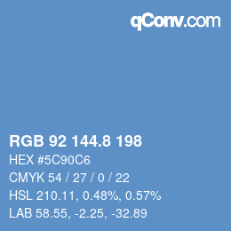 カラーコード: RGB 92 144.8 198 | qconv.com