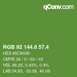 カラーコード: RGB 92 144.8 57.4 | qconv.com