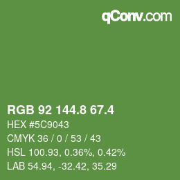 カラーコード: RGB 92 144.8 67.4 | qconv.com