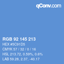 カラーコード: RGB 92 145 213 | qconv.com