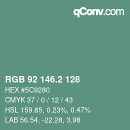 カラーコード: RGB 92 146.2 128 | qconv.com