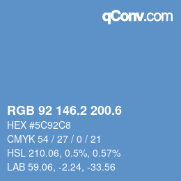 カラーコード: RGB 92 146.2 200.6 | qconv.com