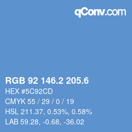 カラーコード: RGB 92 146.2 205.6 | qconv.com