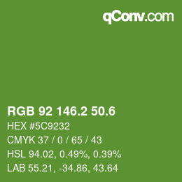 カラーコード: RGB 92 146.2 50.6 | qconv.com