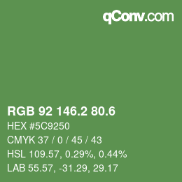 カラーコード: RGB 92 146.2 80.6 | qconv.com