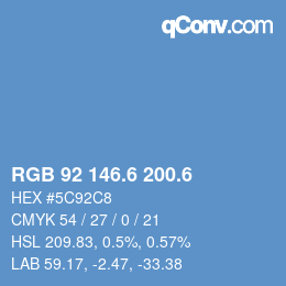 カラーコード: RGB 92 146.6 200.6 | qconv.com
