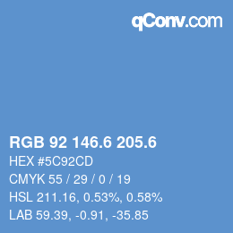カラーコード: RGB 92 146.6 205.6 | qconv.com