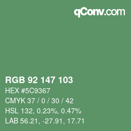 颜色代码: RGB 92 147 103 | qconv.com