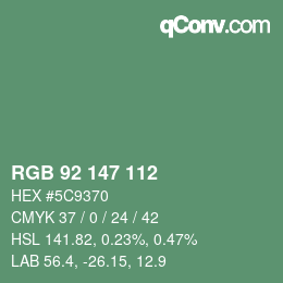 カラーコード: RGB 92 147 112 | qconv.com