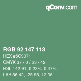 Color code: RGB 92 147 113 | qconv.com