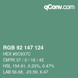 Código de color: RGB 92 147 124 | qconv.com