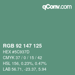 Farbcode: RGB 92 147 125 | qconv.com