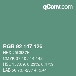 Código de color: RGB 92 147 126 | qconv.com