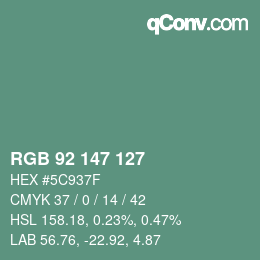 Farbcode: RGB 92 147 127 | qconv.com