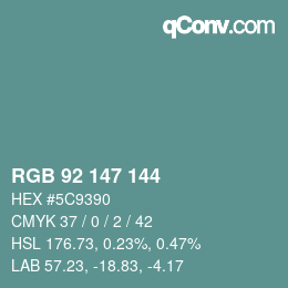 Código de color: RGB 92 147 144 | qconv.com