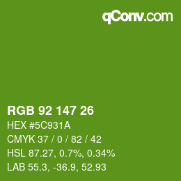 Color code: RGB 92 147 26 | qconv.com