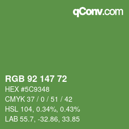 颜色代码: RGB 92 147 72 | qconv.com