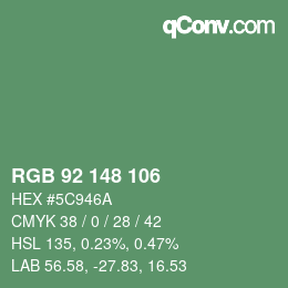 Color code: RGB 92 148 106 | qconv.com