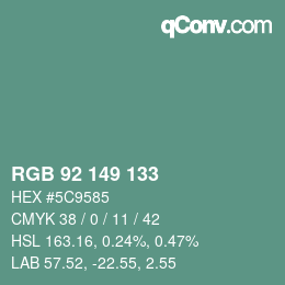 Color code: RGB 92 149 133 | qconv.com