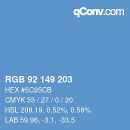 Color code: RGB 92 149 203 | qconv.com