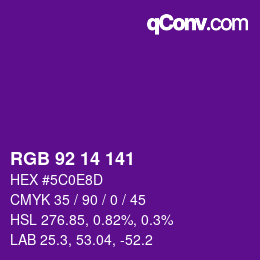 颜色代码: RGB 92 14 141 | qconv.com